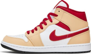 Air Jordan 1 Mid Light Curry Cardinal Red 554724-201