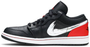 Air Jordan 1 Low Brushstroke Swoosh Black Red DA4659-001