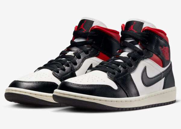 Wmns Air Jordan 1 Mid  Black Sail Gym Red  BQ6472-061