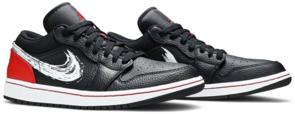 Air Jordan 1 Low  Brushstroke Swoosh   Black Red  DA4659-001