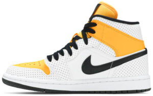 Wmns Air Jordan 1 Mid Perforated White University Gold BQ6472-107