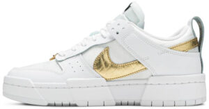 Wmns Dunk Low Disrupt White Metallic Gold DD9676-100